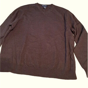Davis & Squires chocolate brown Extra Fine Merino wool sweater, size XXL